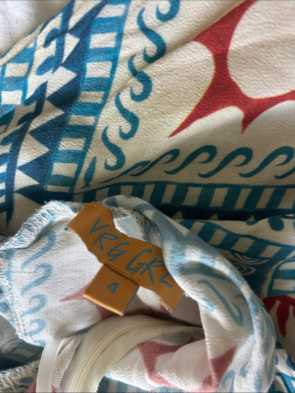 VRG GRL Sleeveless Blue & White V Neck Maxi Dress with Geometric Print - Picture 15 of 15